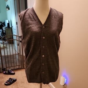Vintage Grey Button-Up Alpaca And Wool Sleeveless Cardigan